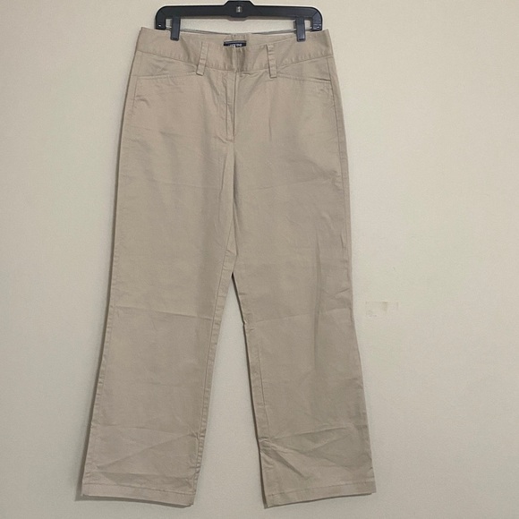 Lands' End Khaki Trousers mid rise wide leg women 10 casual office retro school - Picture 1 of 8